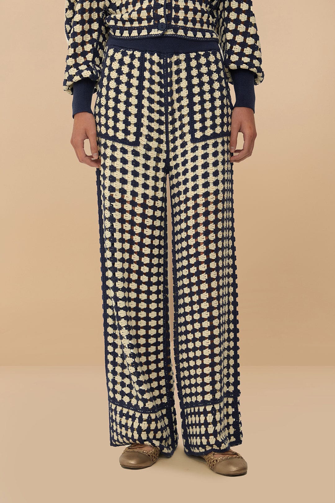 Blue & White Crochet Pants | FARM Rio Women