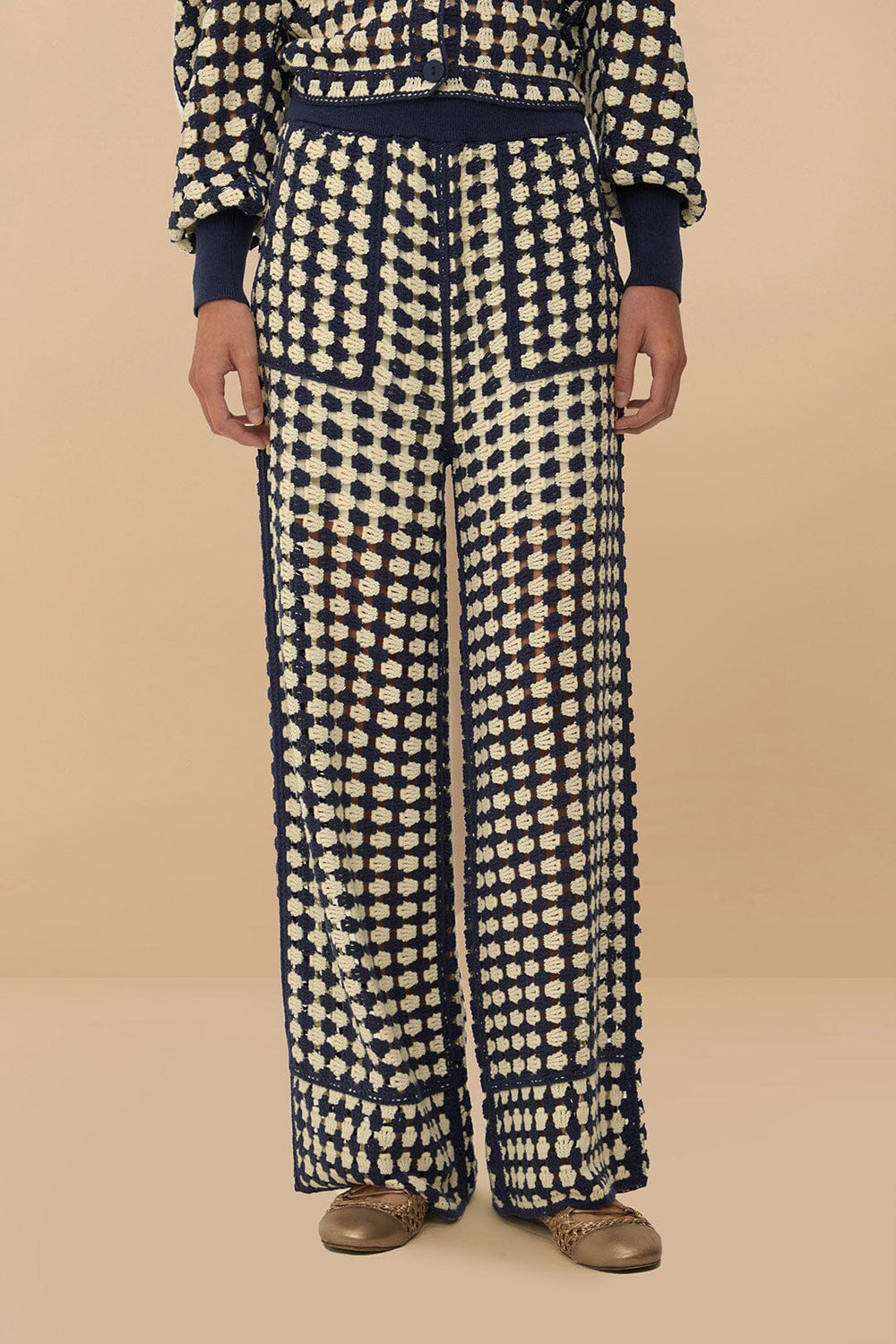 Blue & White Crochet Pants | FARM Rio Women