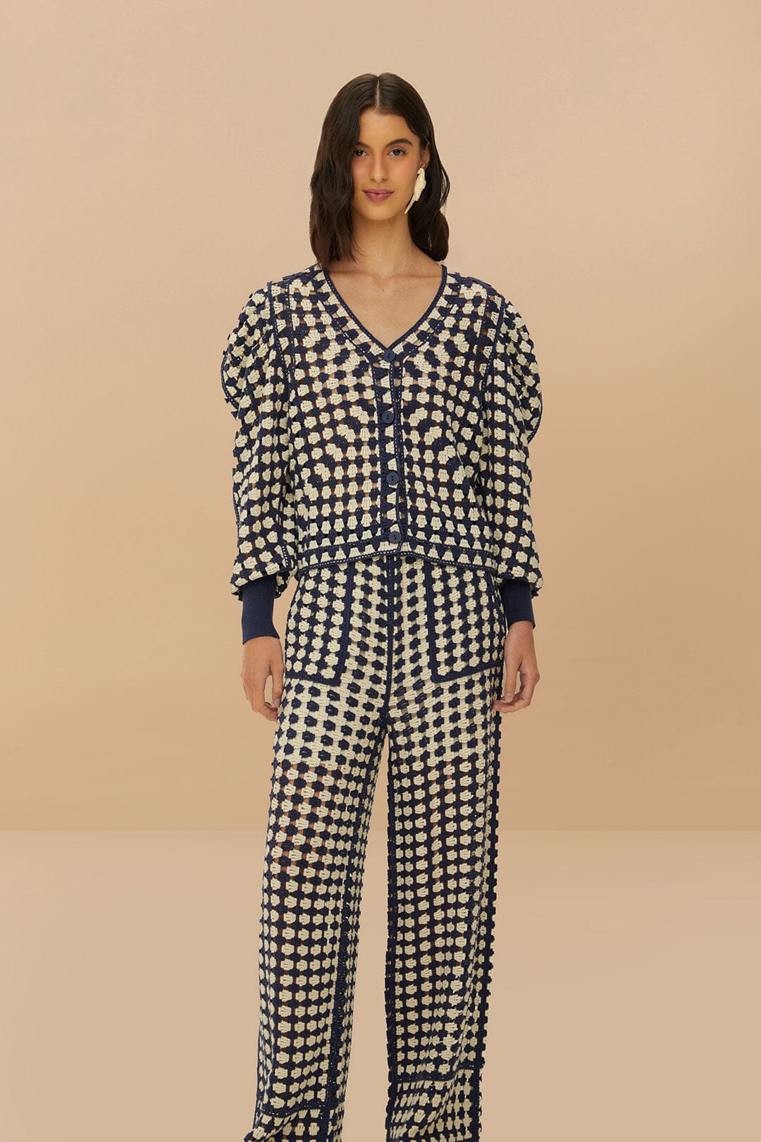 Blue & White Crochet Pants | FARM Rio Women