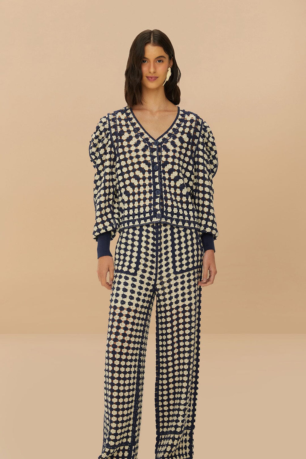 Blue & White Crochet Pants | FARM Rio Women