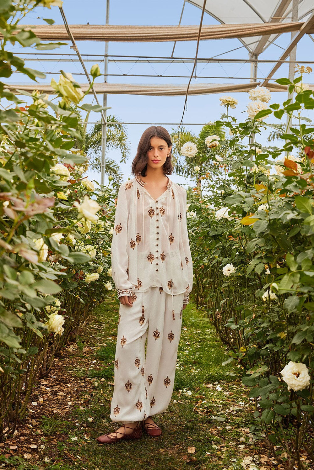 Off-White Anchor Tapestry Embroidered Pants | FARM Rio Women