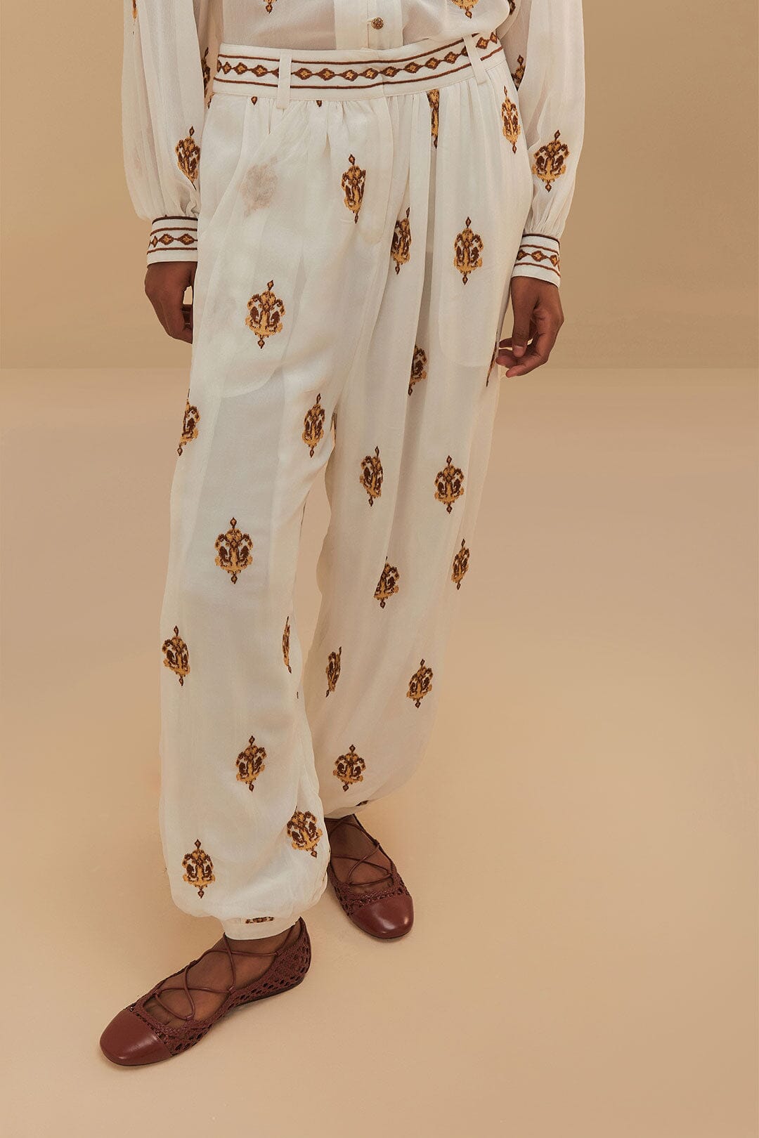 Off-White Anchor Tapestry Embroidered Pants | FARM Rio Women