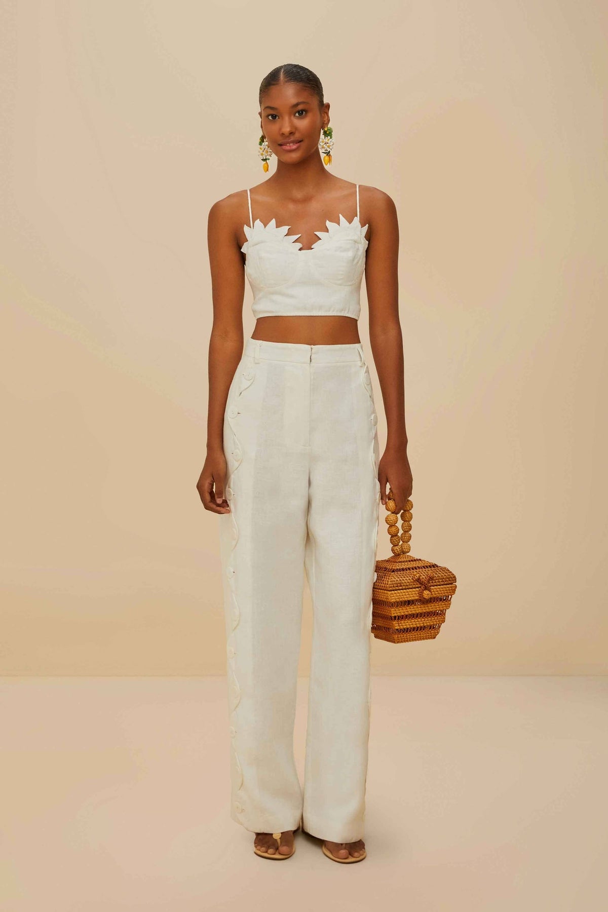 Off-White High Waisted Euroflax™ Premium Linen Pants | FARM Rio Women