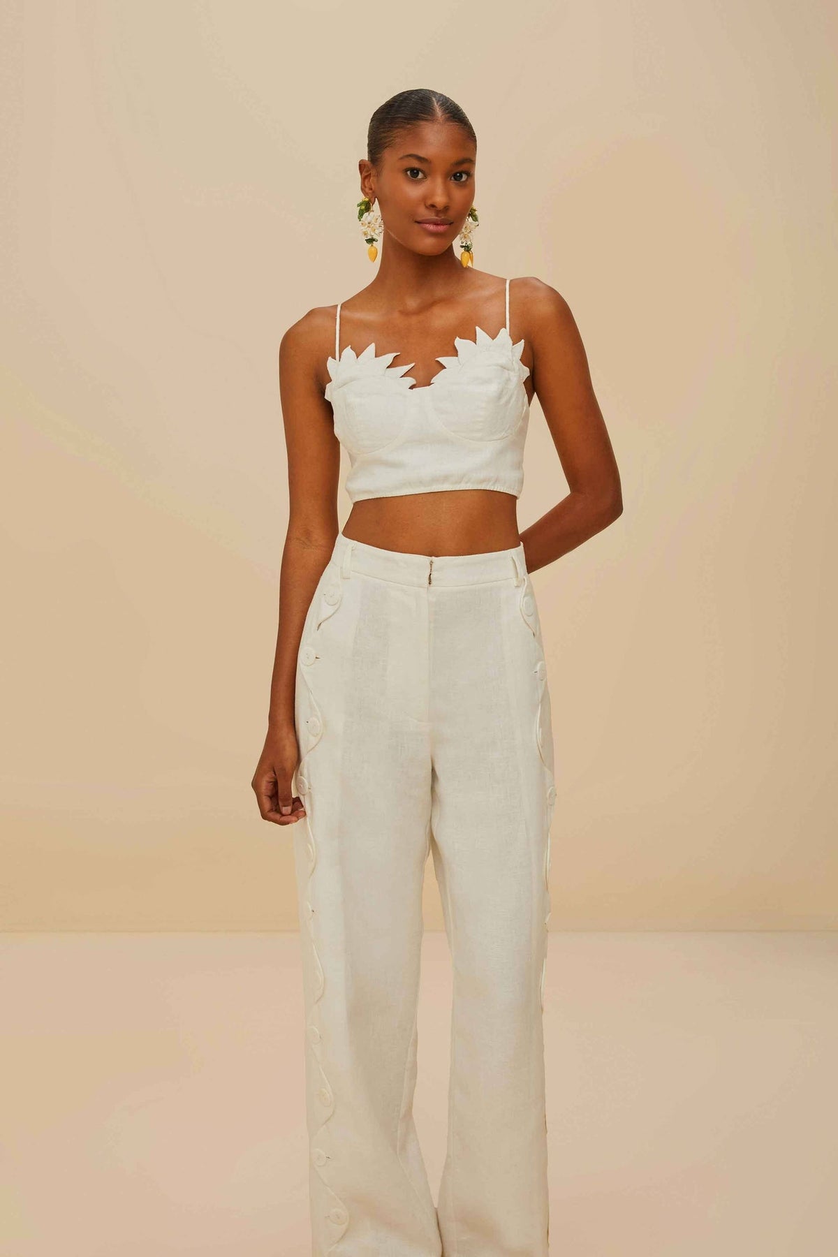 Off-White High Waisted Euroflax™ Premium Linen Pants | FARM Rio Women