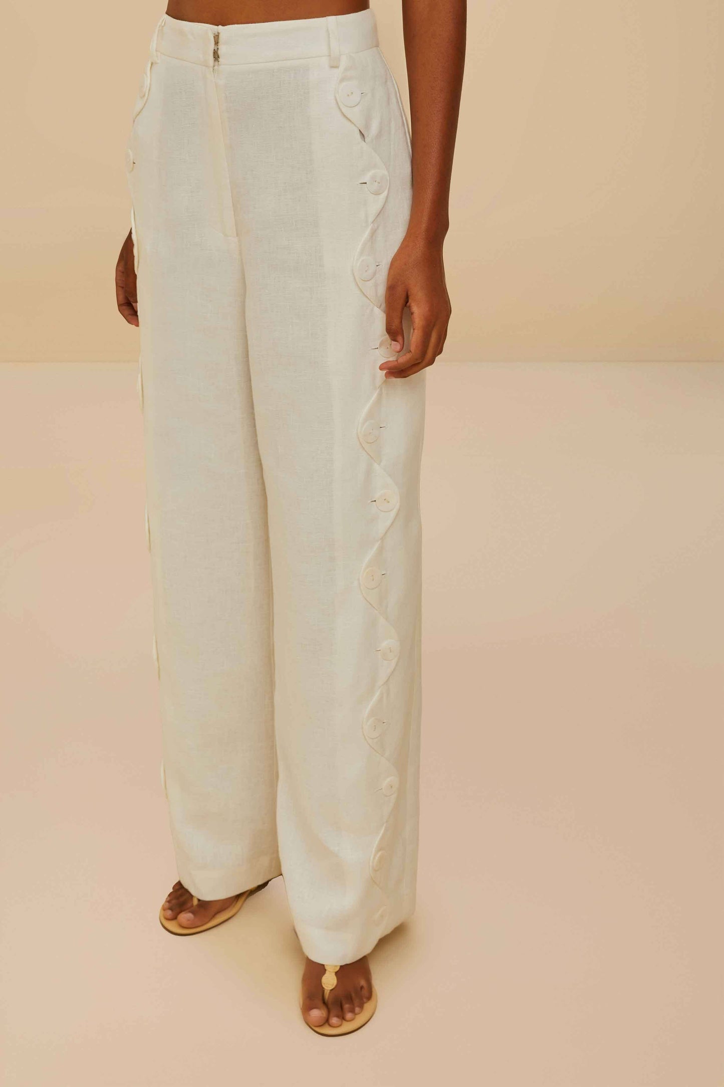 Off-White High Waisted Euroflax™ Premium Linen Pants | FARM Rio Women