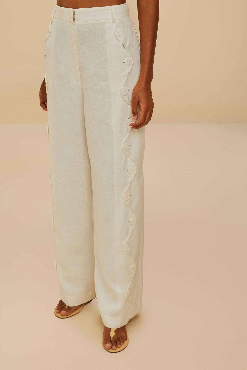 Off-White High Waisted Euroflax™ Premium Linen Pants | FARM Rio Women