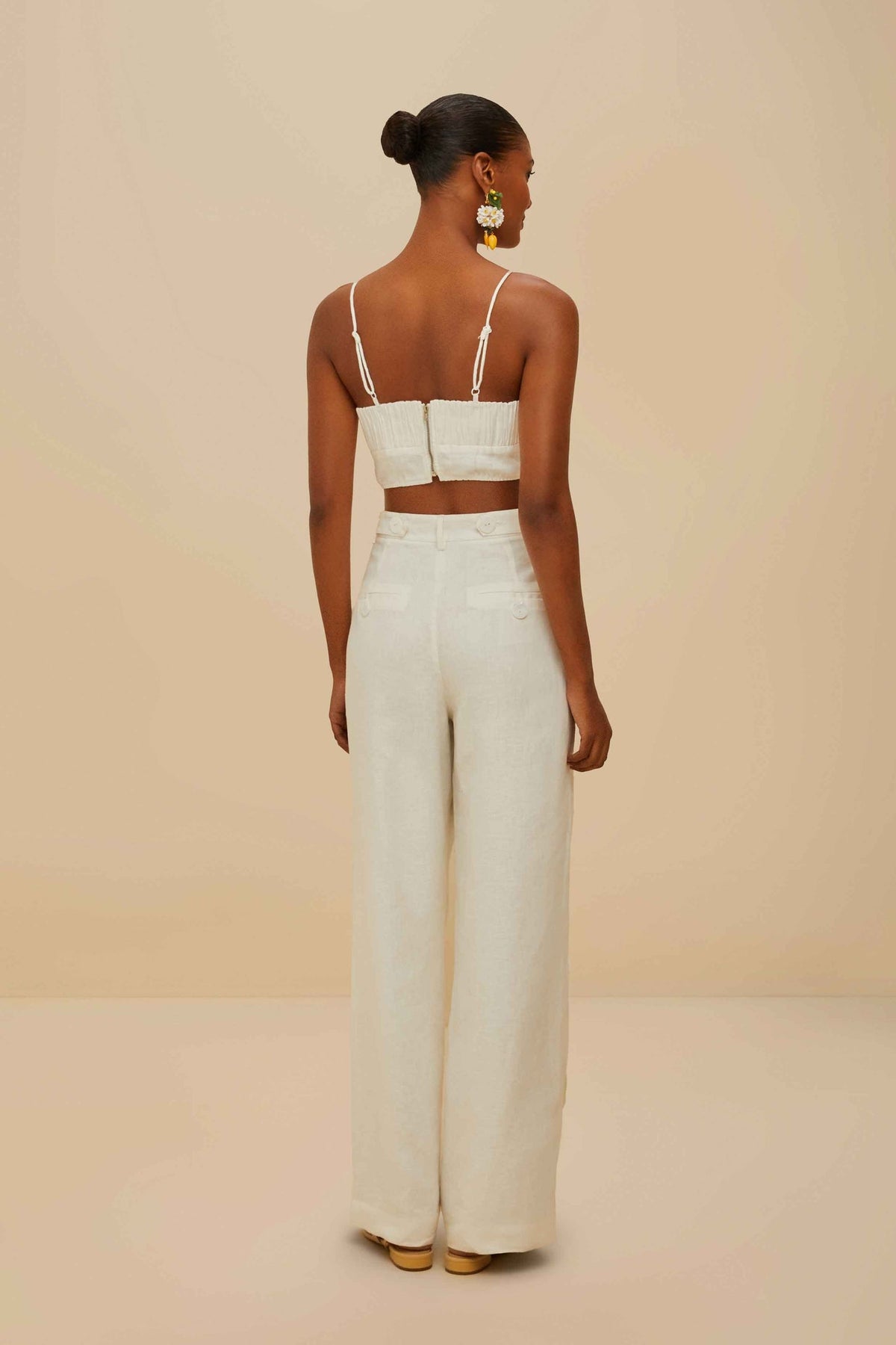 Off-White High Waisted Euroflax™ Premium Linen Pants | FARM Rio Women