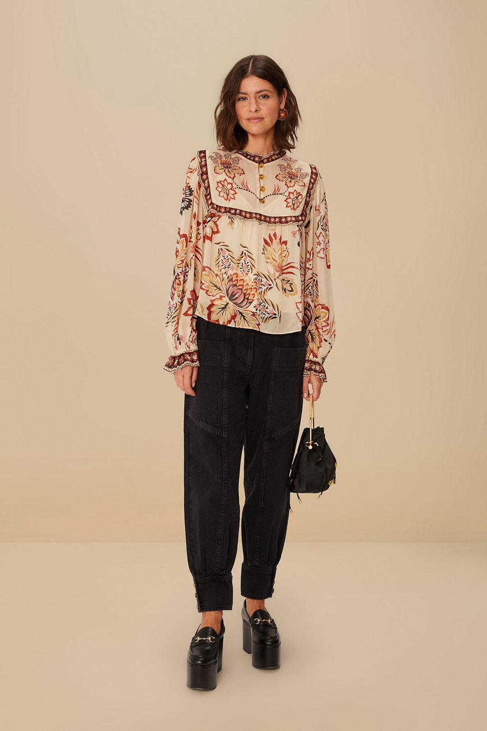 Black Denim Pants | FARM Rio Women