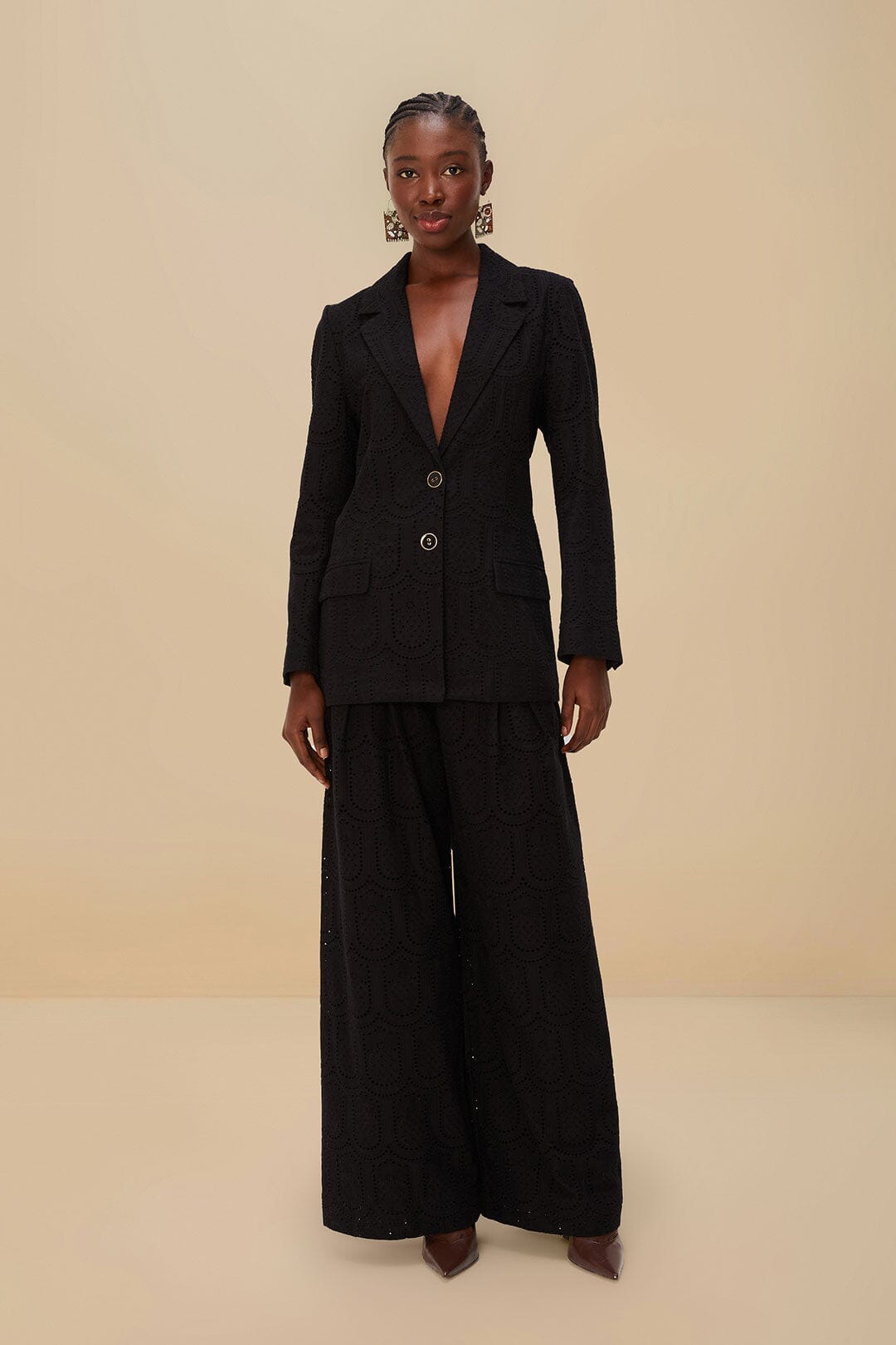 Black Eyelet Pants | FARM Rio Women