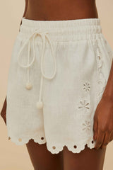 Off-White Flowers Richelieu Euroflax™ Premium Linen Shorts | FARM Rio Women