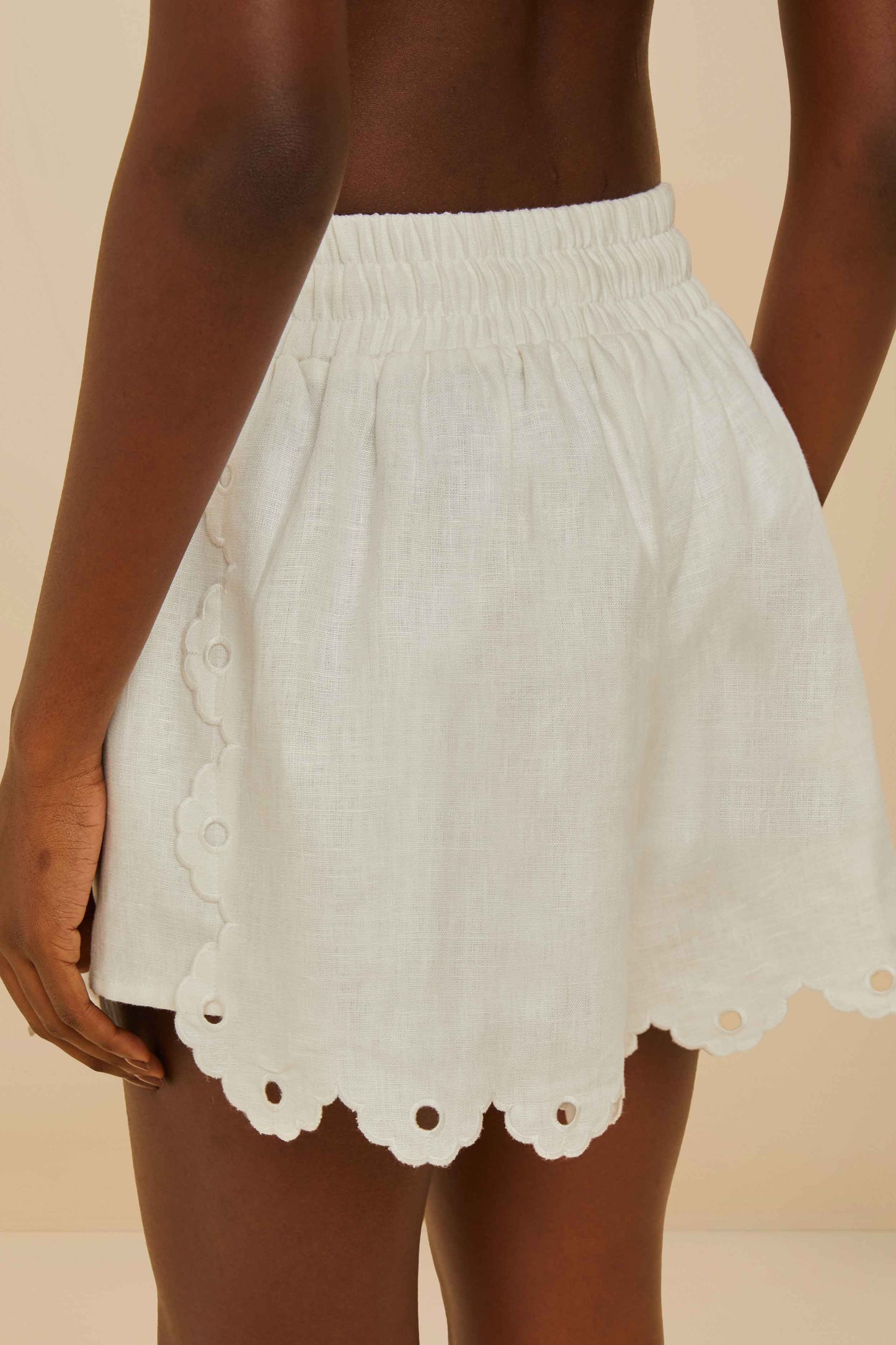 Off-White Flowers Richelieu Euroflax™ Premium Linen Shorts | FARM Rio Women