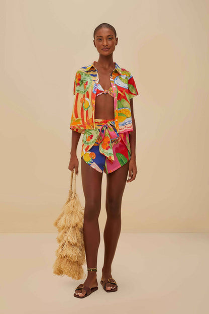 Multicolor Summer Picnic Shorts | FARM Rio Women