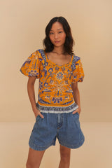 Denim Pleated Shorts | FARM Rio Women