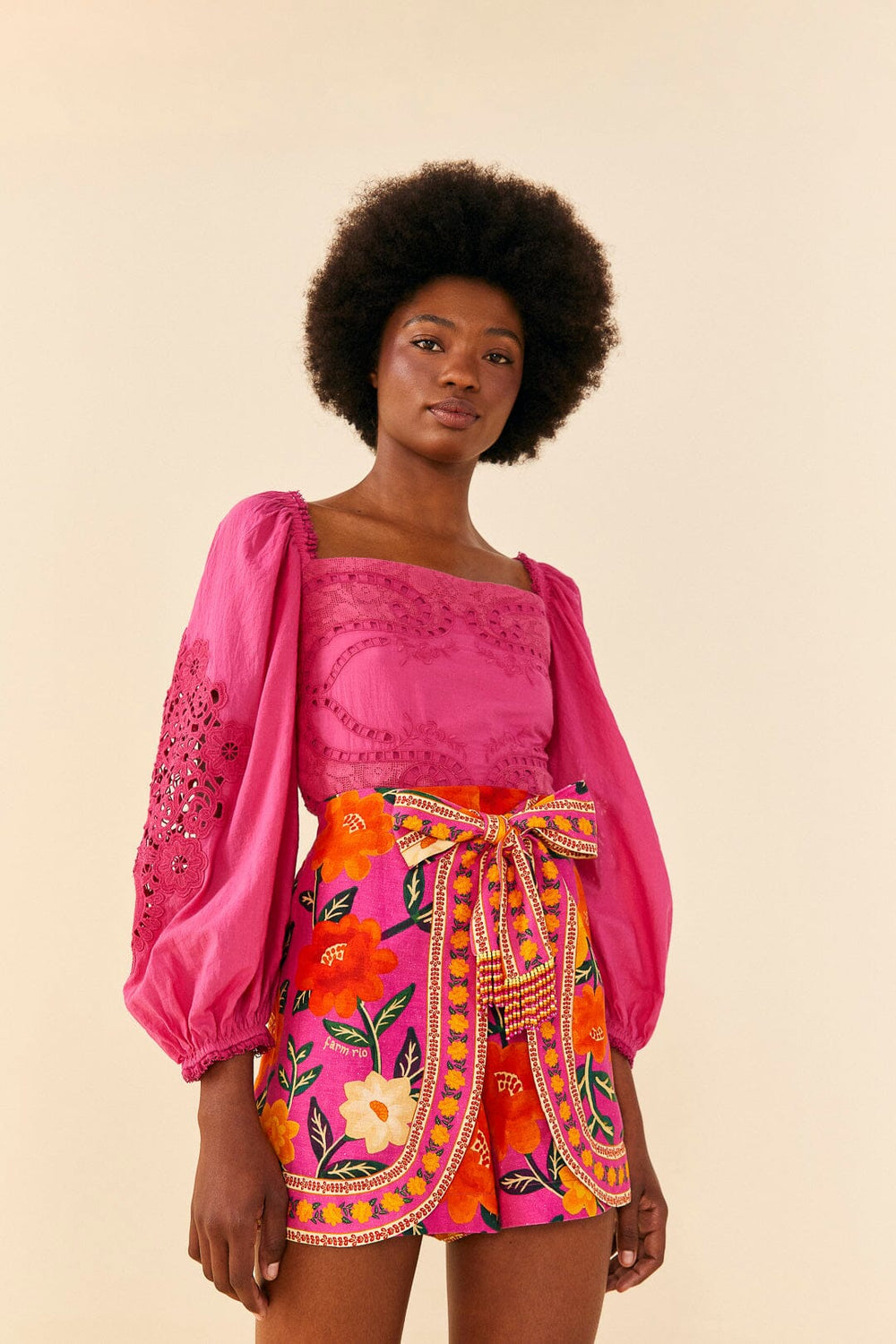 Pink Flower Tapestry Shorts | FARM Rio Women