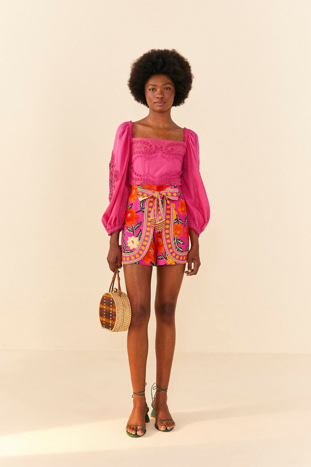 Pink Flower Tapestry Shorts | FARM Rio Women
