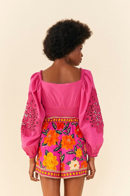 Pink Flower Tapestry Shorts | FARM Rio Women