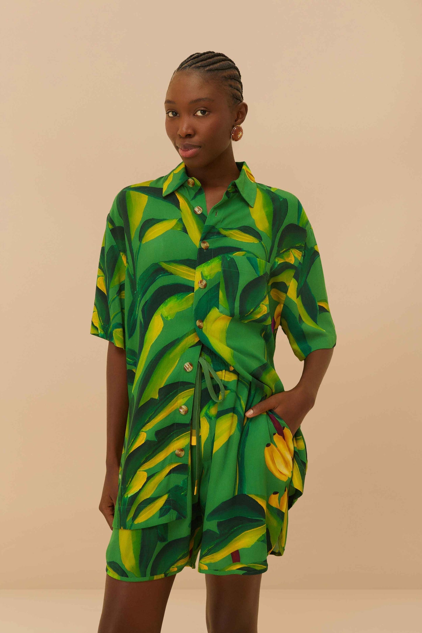 Green Banana Aquarela LENZING™ ECOVERO™ Viscose Shorts | FARM Rio Women