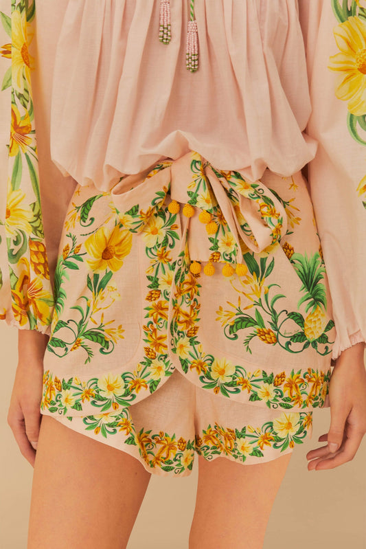Pink Botanical Beauty LENZING™ ECOVERO™ Euroflax™ Shorts | FARM Rio Women