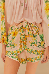 Pink Botanical Beauty LENZING™ ECOVERO™ Euroflax™ Shorts | FARM Rio Women