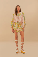 Pink Botanical Beauty LENZING™ ECOVERO™ Euroflax™ Shorts | FARM Rio Women