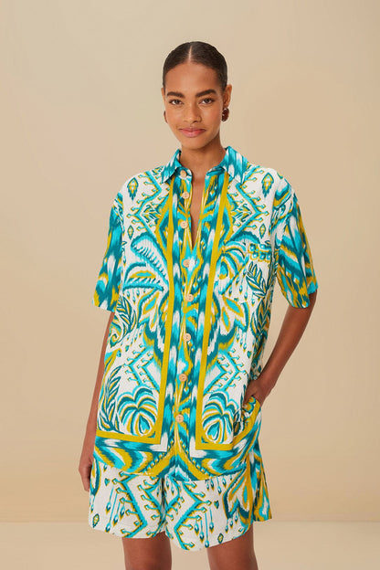 Sand Tropical Tapestry LENZING™ ECOVERO™ Euroflax™ Shorts | FARM Rio Women