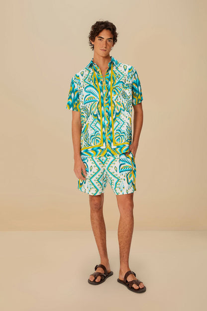 Sand Tropical Tapestry LENZING™ ECOVERO™ Euroflax™ Shorts | FARM Rio Women