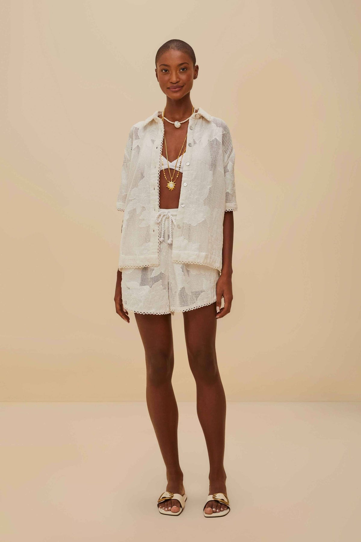 White Flower Shorts | FARM Rio Women