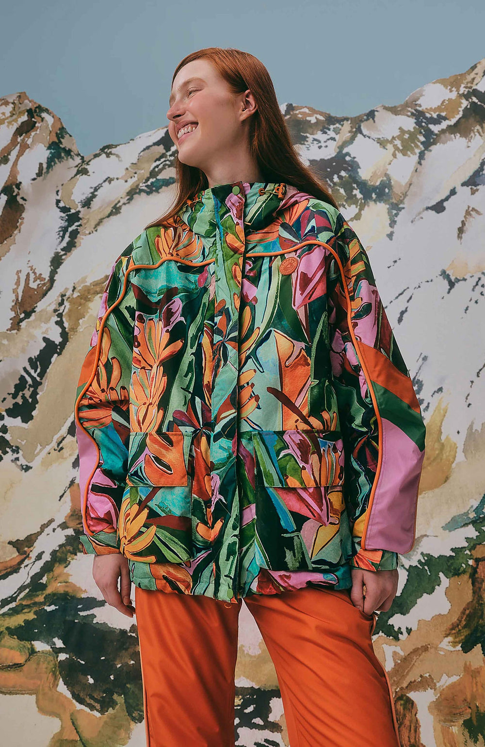 Multicolor Banana Leaves Ski Jacket | FARM Rio Women