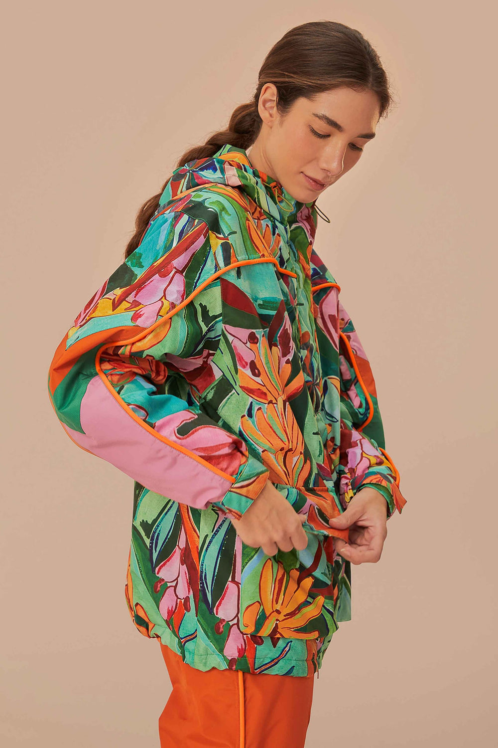 Multicolor Banana Leaves Ski Jacket | FARM Rio Women