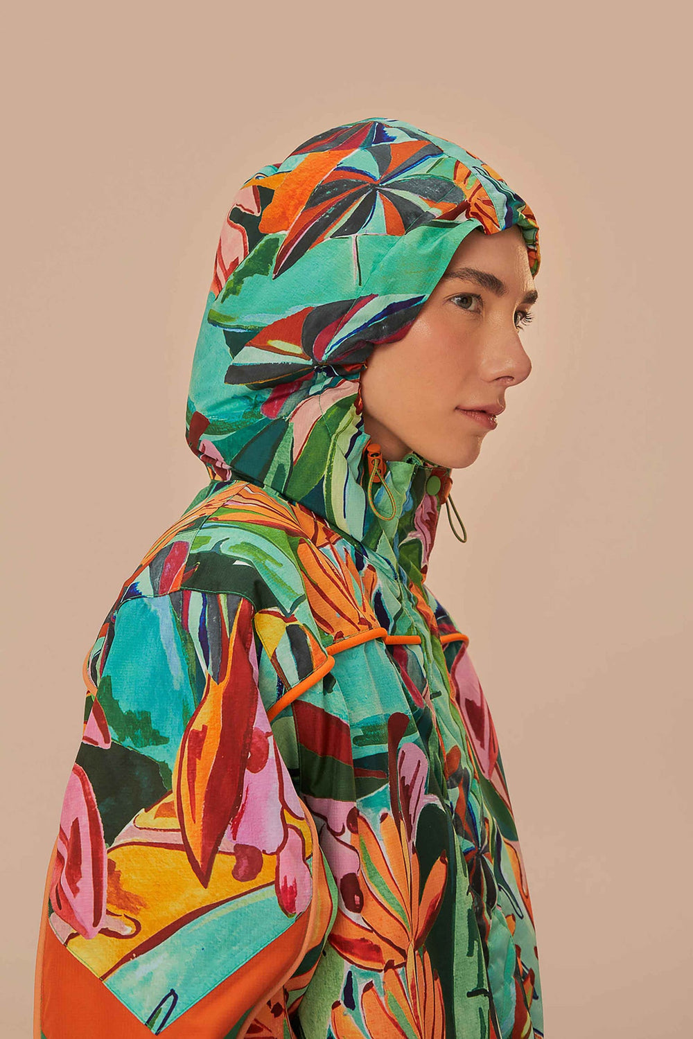 Multicolor Banana Leaves Ski Jacket | FARM Rio Women