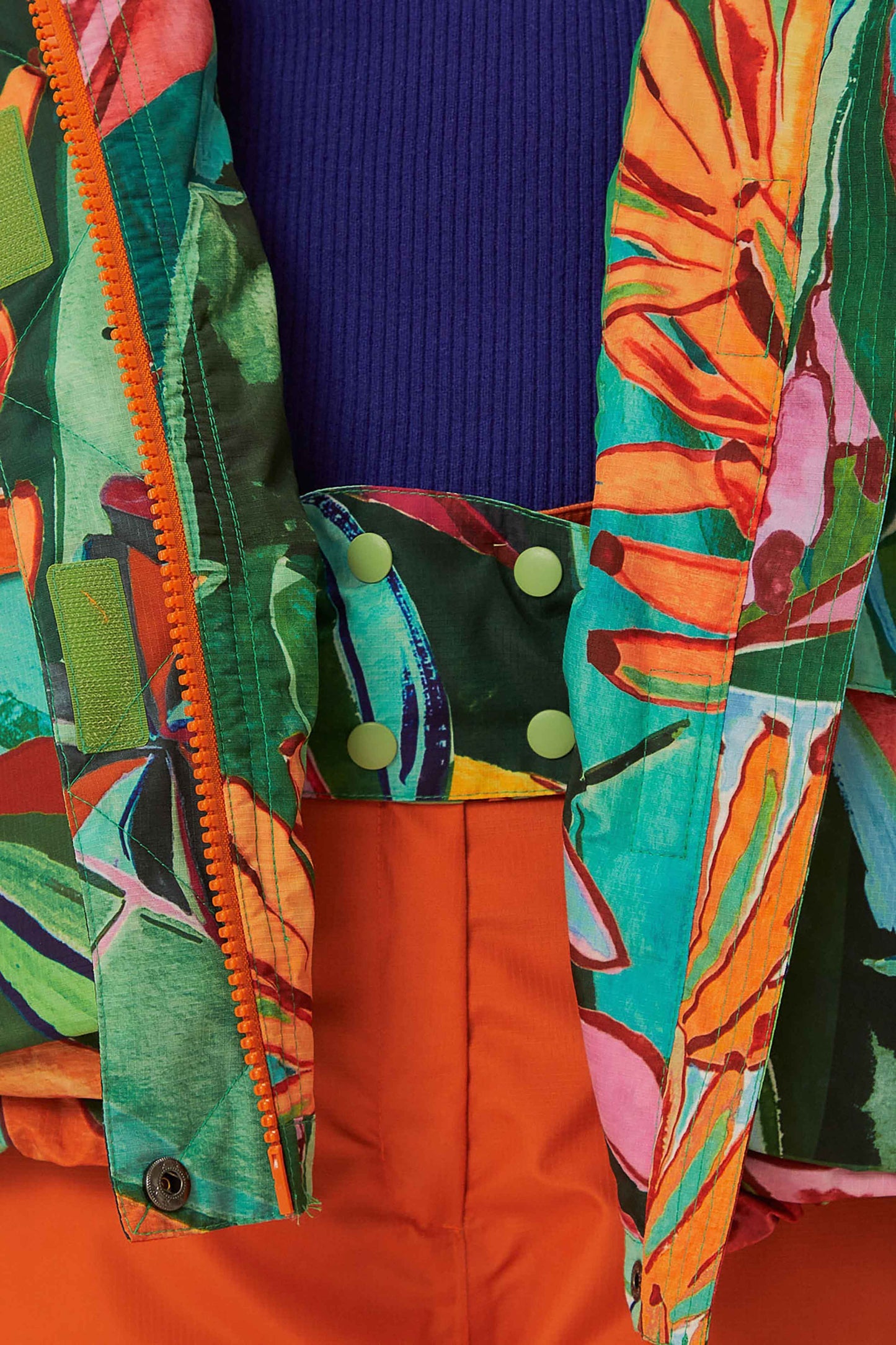 Multicolor Banana Leaves Ski Jacket | FARM Rio Women