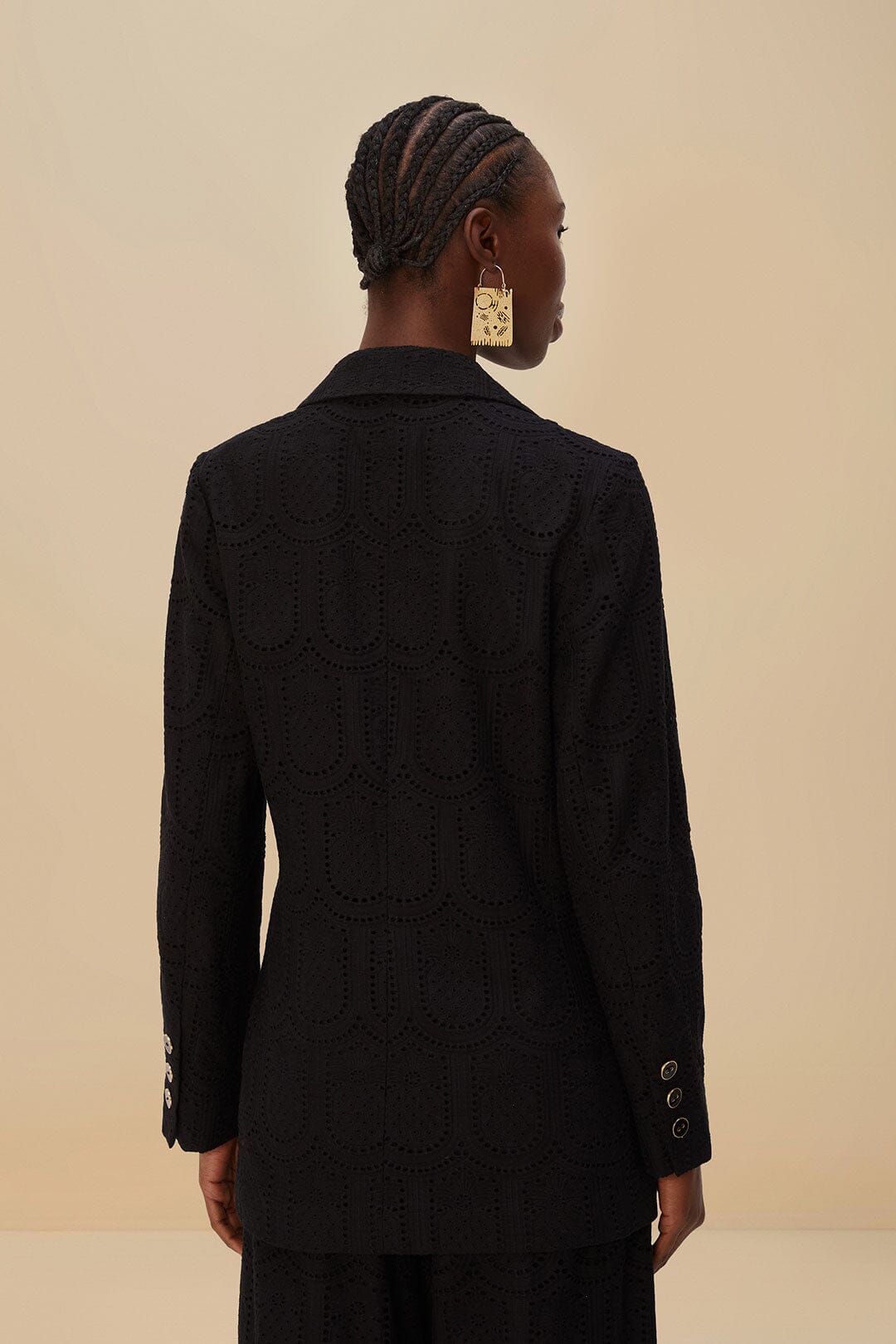 Black Eyelet Blazer | FARM Rio Women