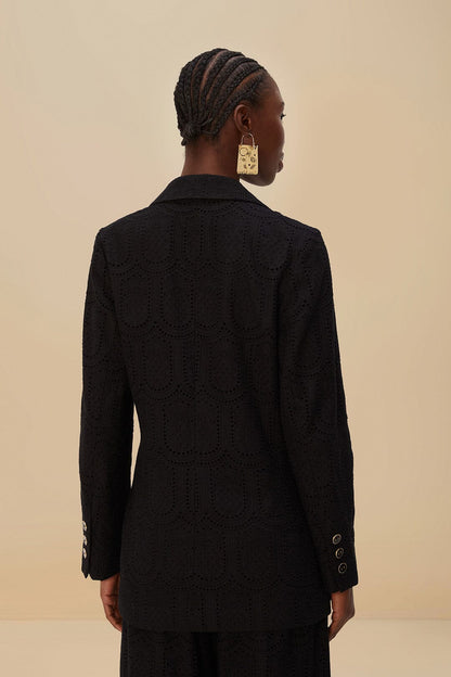 Black Eyelet Blazer | FARM Rio Women