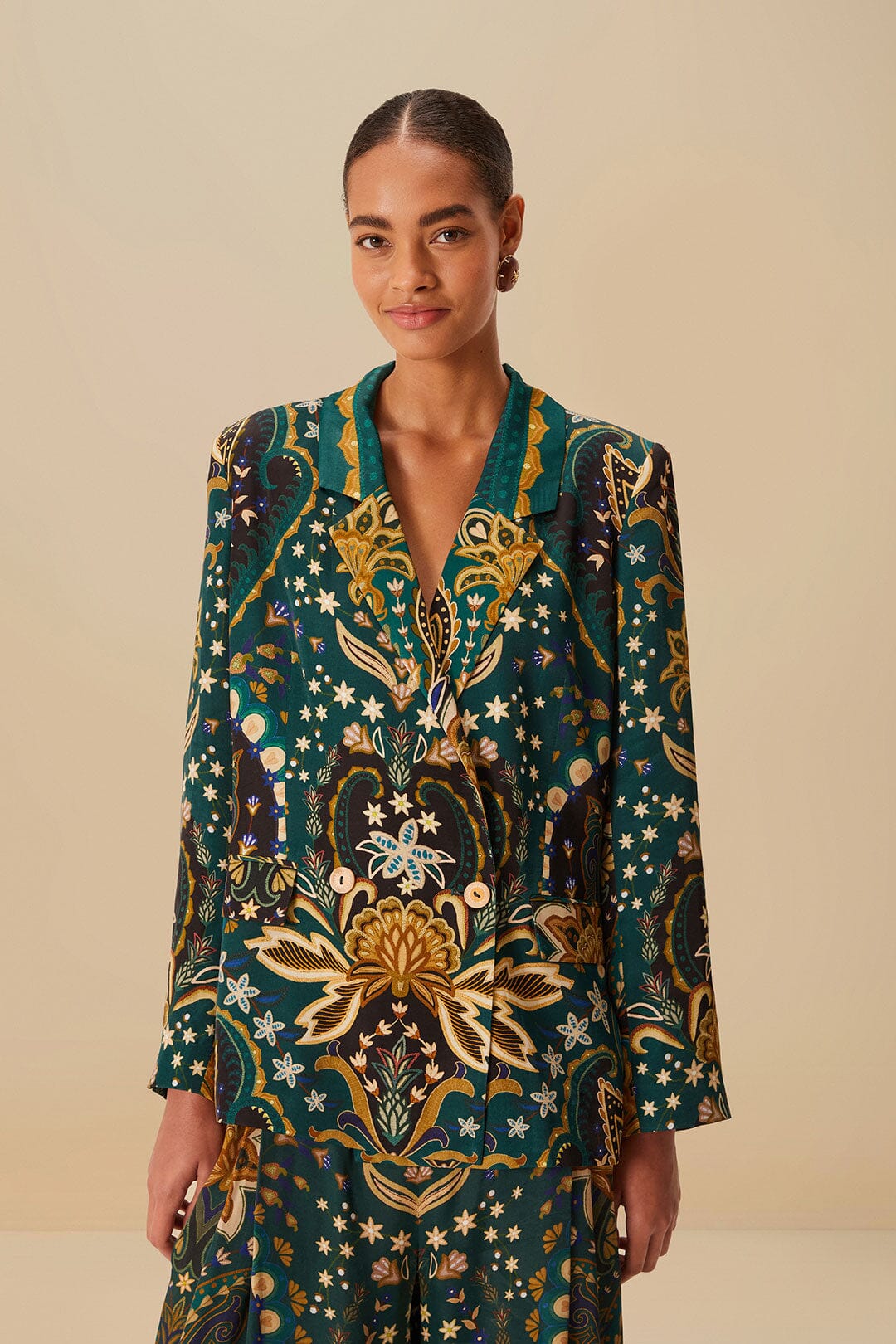 Black Jaipur LENZING™ ECOVERO™ Viscose Blazer | FARM Rio Women