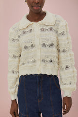 Mixed Stitches Off-White Knit Cardigan | FARM Rio Women