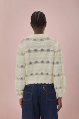 Mixed Stitches Off-White Knit Cardigan | FARM Rio Women