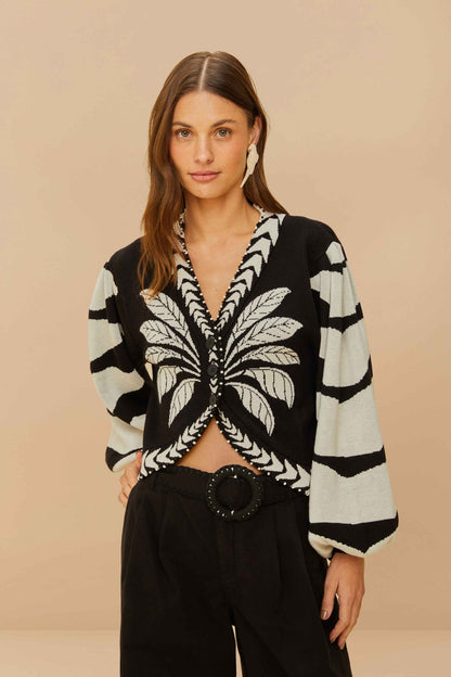 Black Palms Graphic Cardigan | FARM Rio Women