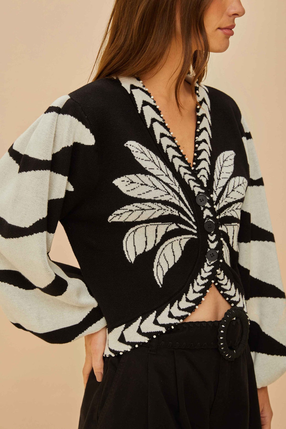 Black Palms Graphic Cardigan | FARM Rio Women