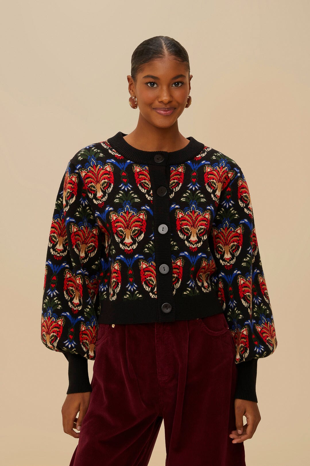 Black Boho Panther Cardigan | FARM Rio Women
