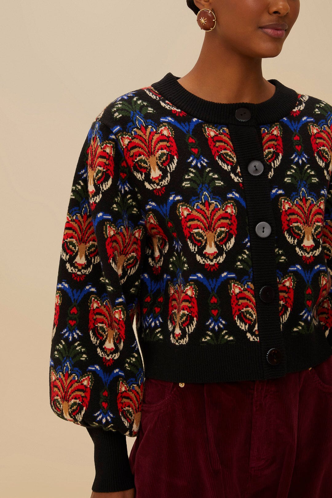 Black Boho Panther Cardigan | FARM Rio Women