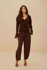 Lace Stitch Knit Ruffles Cardigan | FARM Rio Women