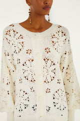 Off-White Crochet 3d Flower Knit Cardigan | FARM Rio | FARM Rio Women
