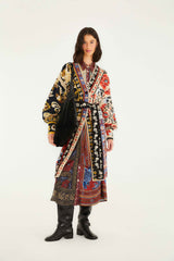 Mixed Flower Print Patchwork Knit Midi Cardigan | FARM Rio | FARM Rio Women