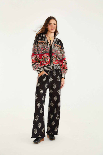 Black Ainika Love Coconut Groove Knit Cardigan | FARM Rio | FARM Rio Women
