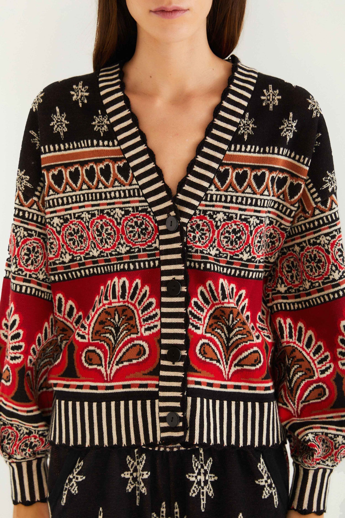 Black Ainika Love Coconut Groove Knit Cardigan | FARM Rio | FARM Rio Women
