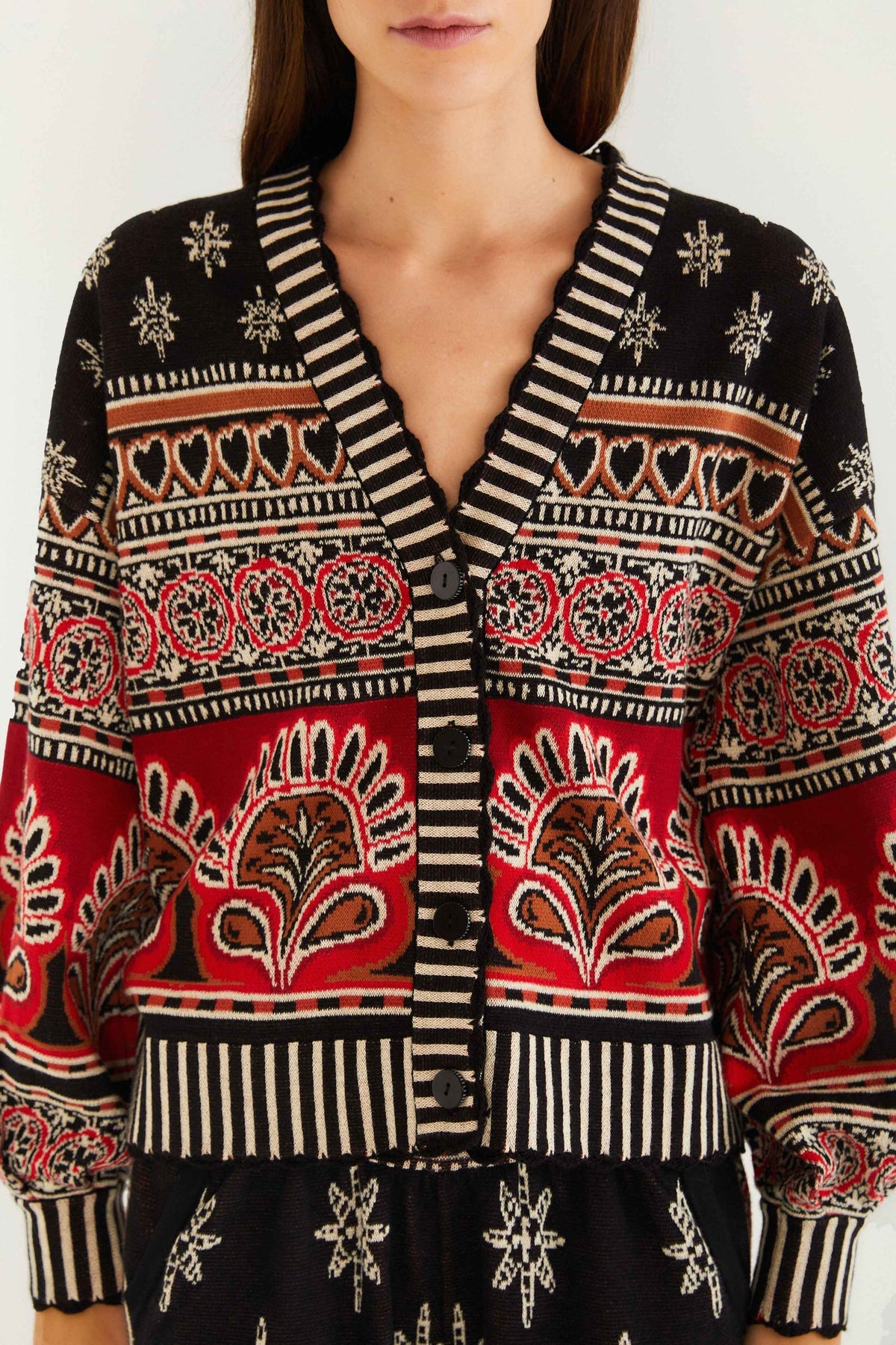 Black Ainika Love Coconut Groove Knit Cardigan | FARM Rio | FARM Rio Women