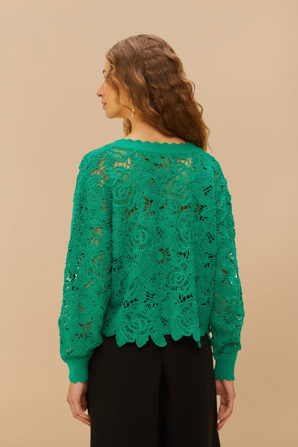 Green Flower Crochet Cardigan | FARM Rio Women