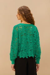 Green Flower Crochet Cardigan | FARM Rio Women