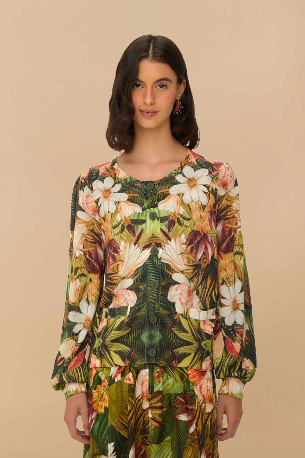 Multicolor Botanical Forest Knit Cardigan | FARM Rio Women