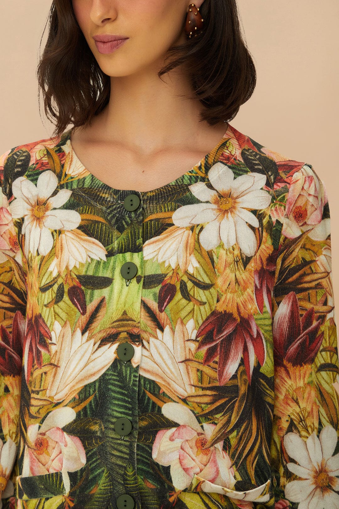 Multicolor Botanical Forest Knit Cardigan | FARM Rio Women